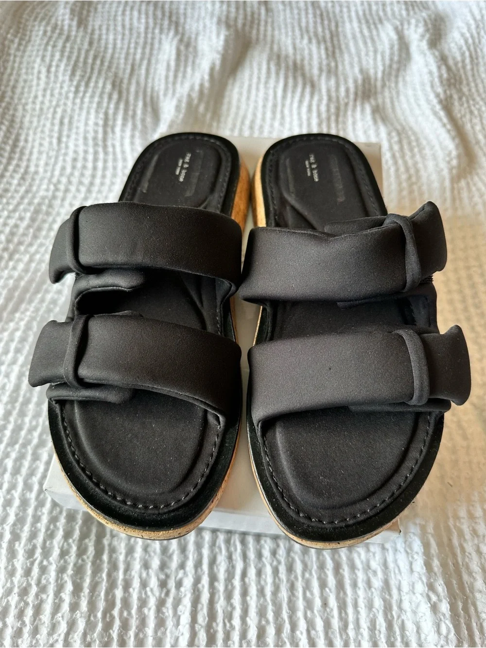 NWT Rag & Bone Black Bow Platform Cork Slide Sandals Size 41 Women’s 11